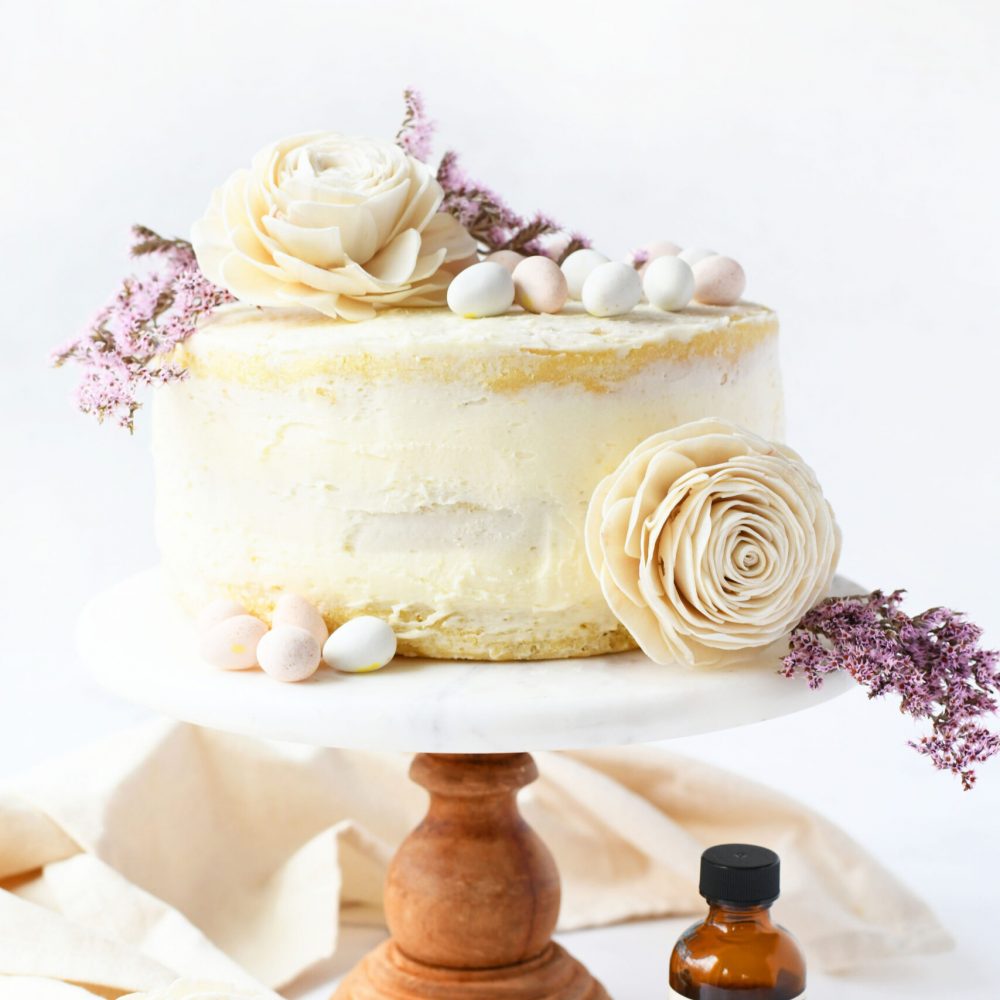 A homemade vanilla naked cake