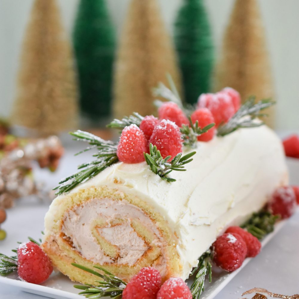 Raspberry Holiday Roll Cake (5)